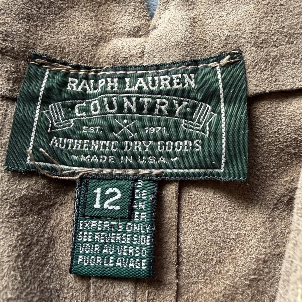 Vintage Ralph Lauren Country Suede Suspender Skirt Brown Western USA Made Moose - Picture 7 of 14